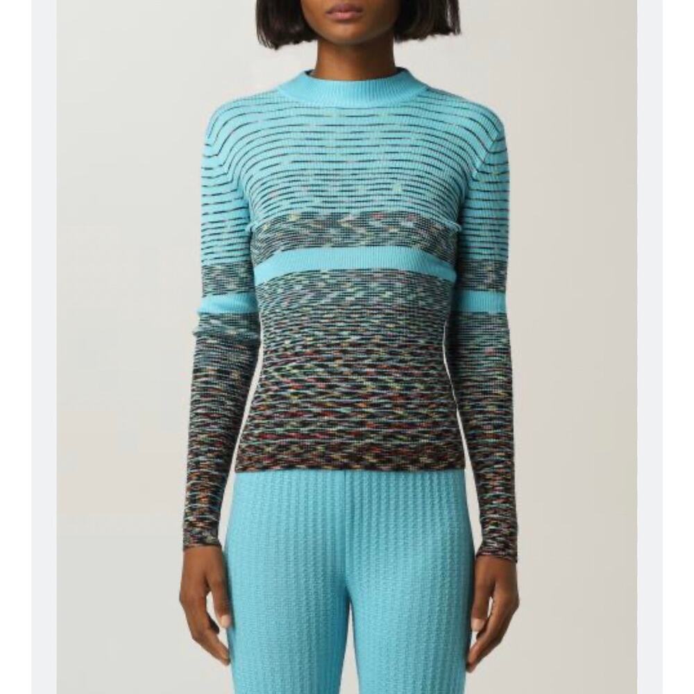 M Missoni Collection patterned intarsia-knit wool blend Sky sweater size 38/ US2
